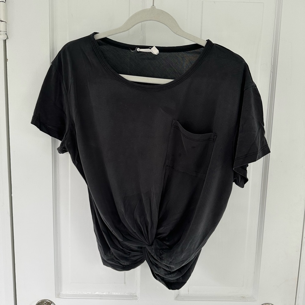 Black Cropped Short Sleeve Tee
